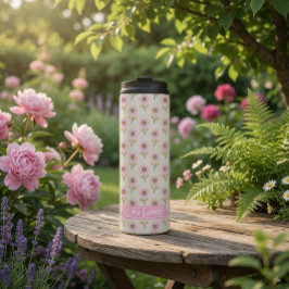 Termo Patrón Floral de Punto de Cruz Personalizado Folk