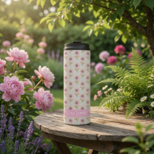 Termo Patrón Floral de Punto de Cruz Personalizado Folk