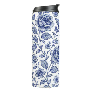 Termo Patrón floral de Rosas azules reales