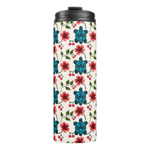 Termo Patrón floral de tortuga linda  