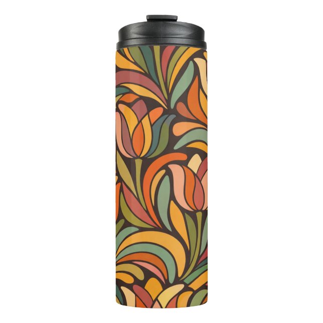 Termo Patrón Floral de Tulipán Abstracto Retro (Anverso)