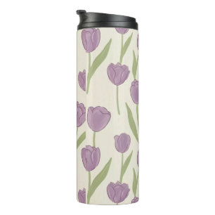 Termo Patrón Floral de Tulipán Púrpura