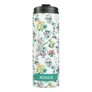 Termo Patrón floral de verano de Bonito claro personaliz
