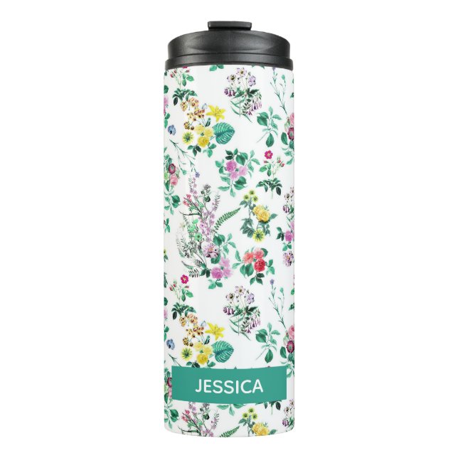 Termo Patrón floral de verano de Bonito claro personaliz (Anverso)