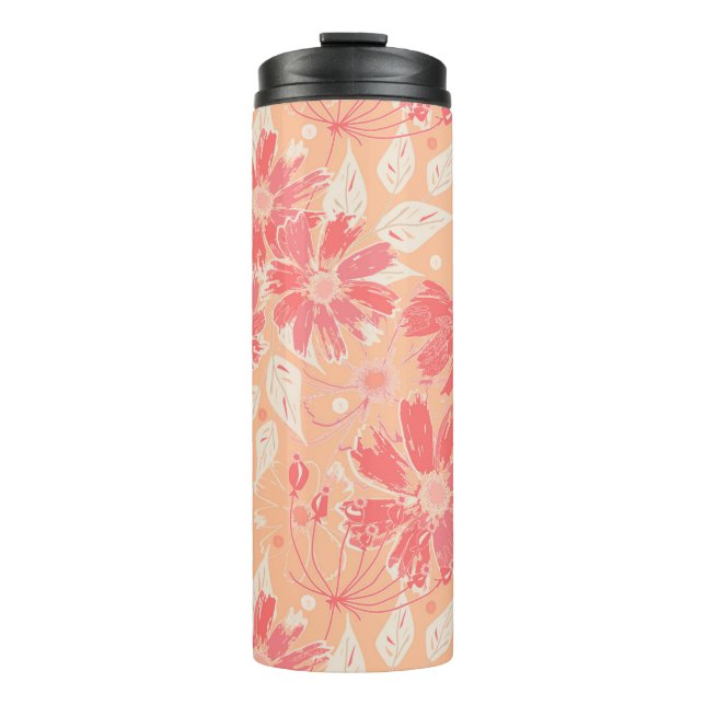 Termo Patrón floral en tonos de melocotón de moda (Anverso)