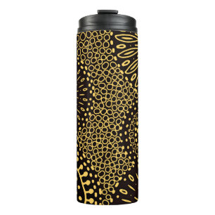 Termo Patrón floral étnico vintage en negro y dorado