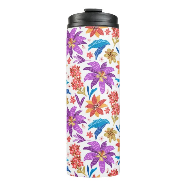 Termo Patrón floral exótico colorido de mano-70703 (Anverso)