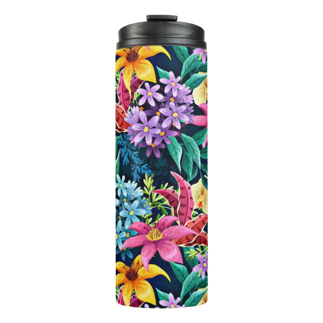 Termo Patrón floral exótico pintado a mano-23001 (Anverso)