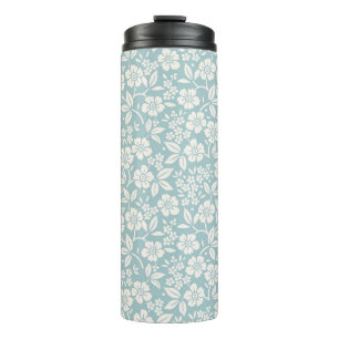 Termo Patrón floral. flores de bonito con fondo azul gri