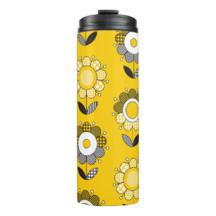 Termo Patrón floral folicular amarillo simple