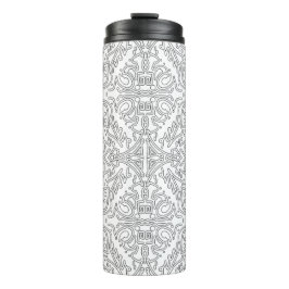 Termo Patrón floral gris minimalista