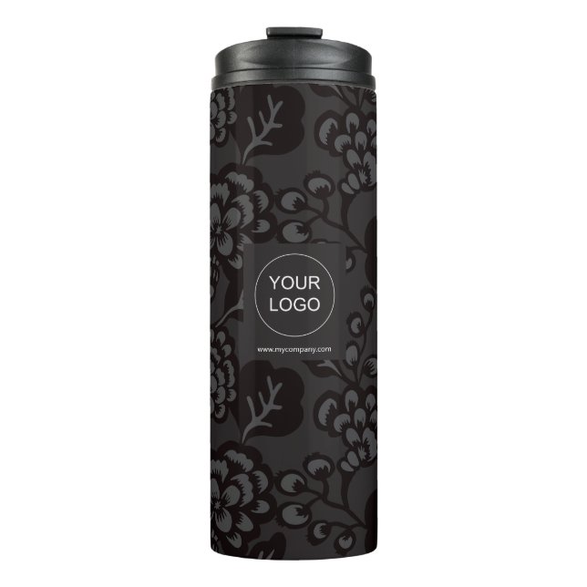 Termo Patrón floral gris y negro vibrante y negrita (Anverso)