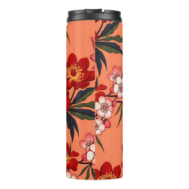 Termo Patrón floral hawaiano tropical (Reverso)