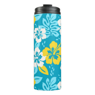 Termo Patrón floral Hibiscus azul de Hawái