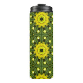 Termo Patrón floral Kaleidoscope Green Golden Sunburst