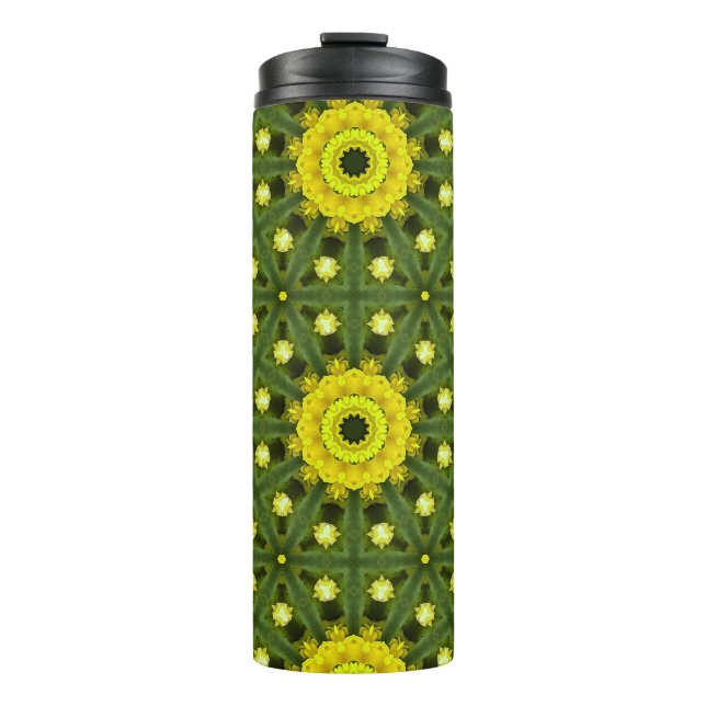 Termo Patrón floral Kaleidoscope Green Golden Sunburst (Anverso)