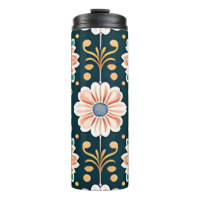 Patrón floral naranja sobre fondo negro