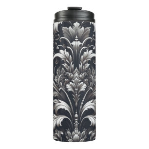 Termo Patrón floral ornamental gótico oscuro en negrita 