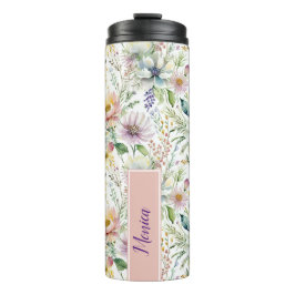 Termo Patrón floral pastel bonito personalizado