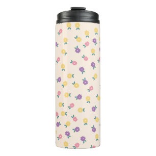 Termo Patrón Floral Pastel – Lindo Amarillo, Rosa y Mora