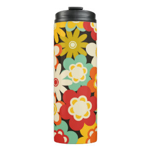 Termo Patrón floral retro colorido brillante y lindo