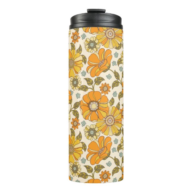 Termo Patrón floral retro Naranja vintage (Anverso)