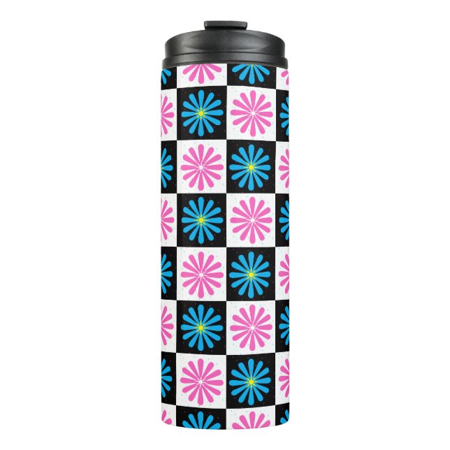 Termo Patrón floral rosa azul geométrico   (Anverso)