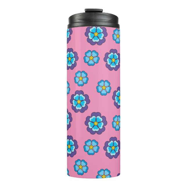 Termo Patrón floral rosa violeta azul (Anverso)