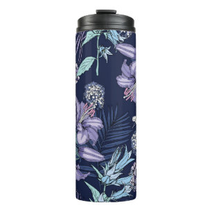 Termo Patrón floral sin fisuras. Hay Lily, Hydrangea
