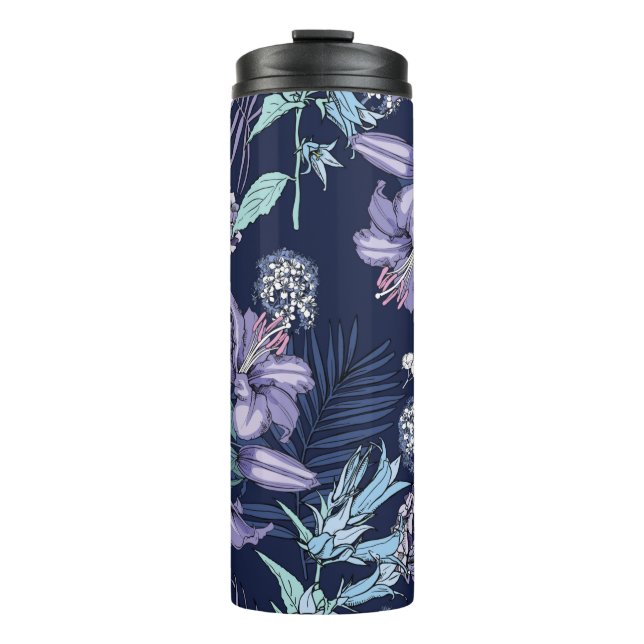 Termo Patrón floral sin fisuras. Hay Lily, Hydrangea (Anverso)