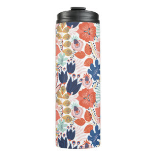 Termo Patrón floral sin fisuras sobre blanco. Retroceso 