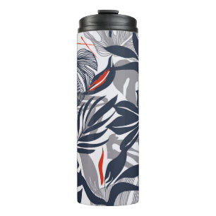 Termo Patrón floral sin foco de plantas de selva exótica