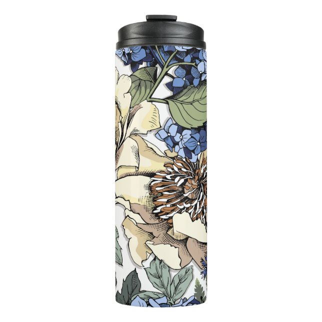 Termo Patrón floral sin foco. Hydrangea, Peony, wildf (Anverso)