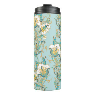 Termo Patrón floral sin soldadura con flores de algodón