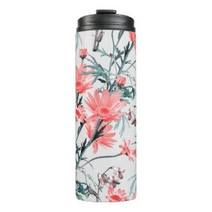 Termo Patrón floral sin soldadura, margarita e hiacinthe
