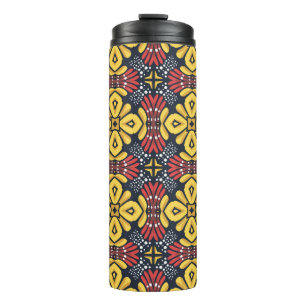 Termo Patrón floral sin soldadura sobre fondo negro