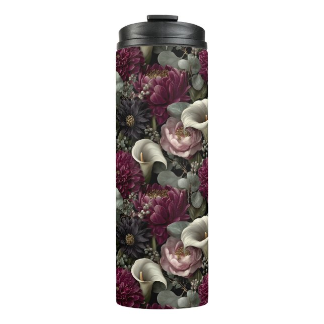 Termo Patrón floral temperamental con dalias y lirios de (Anverso)