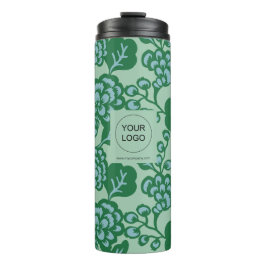 Termo Patrón floral verde y azul vibrante y audaz