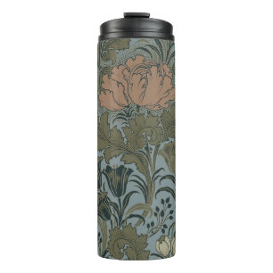 Termo Patrón Floral Victoriano Antiguo Terracota Sábila