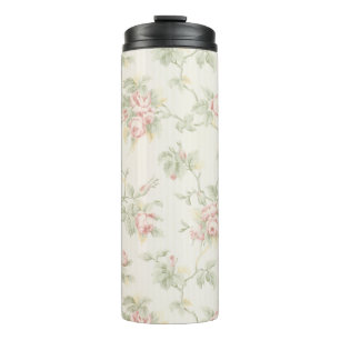 Termo Patrón Floral Vintage Cottagecore Rosa Rosa