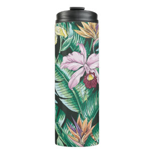 Termo Patrón fluido tropical floral sin soldadura con fl