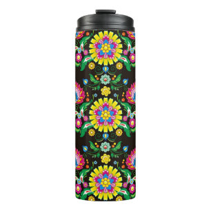 Termo Patrón folclórico: azulejos retro coloridos