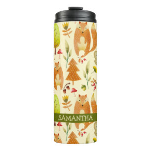 Termo Patrón Fox de color de agua de madera caprichosa