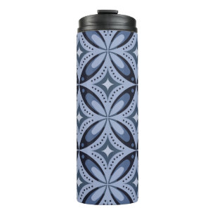Termo Patrón geométrico azul estilo retro