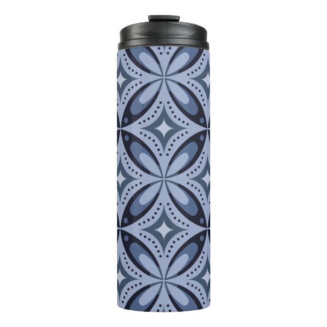 Termo Patrón geométrico azul estilo retro (Anverso)
