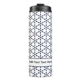 Termo Patrón geométrico azul marino sobre blanco
