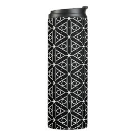 Termo Patrón geométrico blanco y plateado negro
