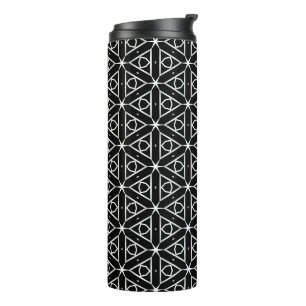 Termo Patrón geométrico blanco y plateado negro