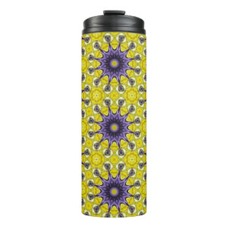 Termo Patrón Geométrico Cuado Amarillo Púrpura Kaleidosc