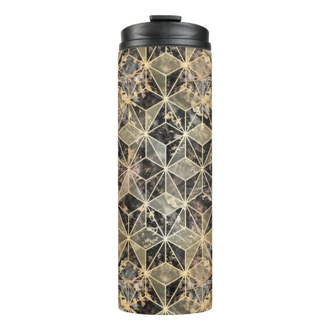 Termo Patrón geométrico de mármol y oro (Anverso)